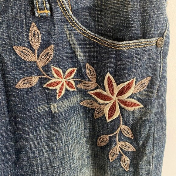 Vintage Y2K Low Rise Button Fly Embroidered Straight Leg Jeans - Picture 2 of 9